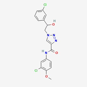molecular formula C18H16Cl2N4O3 B6504308 1H-1,2,3-Triazole-4-carboxamide, N-(3-chloro-4-methoxyphenyl)-1-[2-(3-chlorophenyl)-2-hydroxyethyl]- CAS No. 1396680-56-0