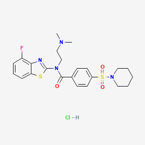 molecular formula C23H28ClFN4O3S2 B6504605 Benzamide, N-[2-(dimethylamino)ethyl]-N-(4-fluoro-2-benzothiazolyl)-4-(1-piperidinylsulfonyl)-, hydrochloride (1:1) CAS No. 1215321-47-3