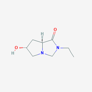 molecular formula C8H14N2O2 B065055 (6R,7aS)-2-Ethyl-6-hydroxyhexahydro-1H-pyrrolo[1,2-c]imidazol-1-one CAS No. 173549-73-0