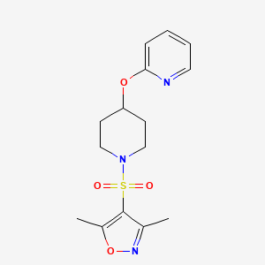 molecular formula C15H19N3O4S B6505722 Pyridine, 2-[[1-[(3,5-dimethyl-4-isoxazolyl)sulfonyl]-4-piperidinyl]oxy]- CAS No. 1448125-94-7