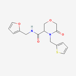molecular formula C15H16N2O4S B6506145 N-(furan-2-ylmethyl)-5-oxo-4-(thiophen-2-ylmethyl)morpholine-3-carboxamide CAS No. 1421441-29-3