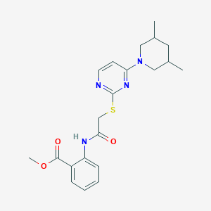 molecular formula C21H26N4O3S B6506433 methyl 2-(2-{[4-(3,5-dimethylpiperidin-1-yl)pyrimidin-2-yl]sulfanyl}acetamido)benzoate CAS No. 1421455-72-2