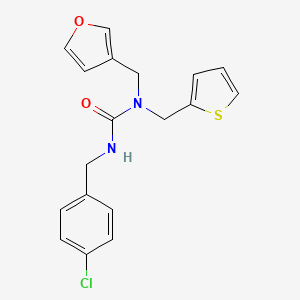 molecular formula C18H17ClN2O2S B6506674 1-[(4-chlorophenyl)methyl]-3-[(furan-3-yl)methyl]-3-[(thiophen-2-yl)methyl]urea CAS No. 1421507-68-7