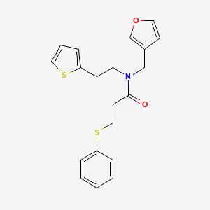 molecular formula C20H21NO2S2 B6506682 N-[(furan-3-yl)methyl]-3-(phenylsulfanyl)-N-[2-(thiophen-2-yl)ethyl]propanamide CAS No. 1428375-65-8