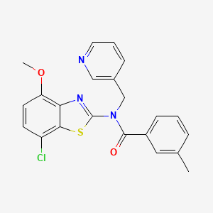 molecular formula C22H18ClN3O2S B6506995 N-(7-chloro-4-methoxy-1,3-benzothiazol-2-yl)-3-methyl-N-[(pyridin-3-yl)methyl]benzamide CAS No. 886964-90-5