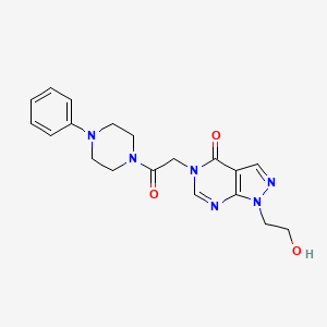 molecular formula C19H22N6O3 B6507662 1-(2-hydroxyethyl)-5-[2-oxo-2-(4-phenylpiperazin-1-yl)ethyl]-1H,4H,5H-pyrazolo[3,4-d]pyrimidin-4-one CAS No. 900011-22-5