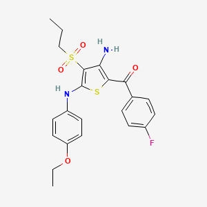 molecular formula C22H23FN2O4S2 B6507685 N2-(4-ethoxyphenyl)-5-(4-fluorobenzoyl)-3-(propane-1-sulfonyl)thiophene-2,4-diamine CAS No. 890794-16-8