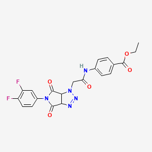 molecular formula C21H17F2N5O5 B6507711 ethyl 4-{2-[5-(3,4-difluorophenyl)-4,6-dioxo-1H,3aH,4H,5H,6H,6aH-pyrrolo[3,4-d][1,2,3]triazol-1-yl]acetamido}benzoate CAS No. 1052607-77-8