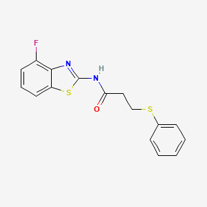 molecular formula C16H13FN2OS2 B6507723 N-(4-fluoro-1,3-benzothiazol-2-yl)-3-(phenylsulfanyl)propanamide CAS No. 907972-09-2