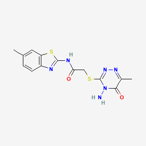 2-[(4-amino-6-methyl-5-oxo-4,5-dihydro-1,2,4-triazin-3-yl)sulfanyl]-N-(6-methyl-1,3-benzothiazol-2-yl)acetamide
