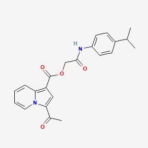 {[4-(propan-2-yl)phenyl]carbamoyl}methyl 3-acetylindolizine-1-carboxylate