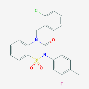 molecular formula C21H16ClFN2O3S B6507860 4-[(2-chlorophenyl)methyl]-2-(3-fluoro-4-methylphenyl)-3,4-dihydro-2H-1lambda6,2,4-benzothiadiazine-1,1,3-trione CAS No. 900012-85-3