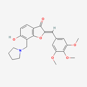 molecular formula C23H25NO6 B6507872 (2Z)-6-hydroxy-7-[(pyrrolidin-1-yl)methyl]-2-[(3,4,5-trimethoxyphenyl)methylidene]-2,3-dihydro-1-benzofuran-3-one CAS No. 887214-35-9
