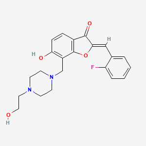 molecular formula C22H23FN2O4 B6507878 (2Z)-2-[(2-fluorophenyl)methylidene]-6-hydroxy-7-{[4-(2-hydroxyethyl)piperazin-1-yl]methyl}-2,3-dihydro-1-benzofuran-3-one CAS No. 1178091-61-6