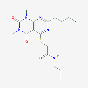 2-({2-butyl-6,8-dimethyl-5,7-dioxo-5H,6H,7H,8H-[1,3]diazino[4,5-d]pyrimidin-4-yl}sulfanyl)-N-propylacetamide