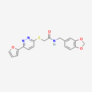 molecular formula C18H15N3O4S B6508201 N-[(2H-1,3-benzodioxol-5-yl)methyl]-2-{[6-(furan-2-yl)pyridazin-3-yl]sulfanyl}acetamide CAS No. 872703-99-6
