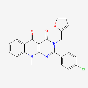 molecular formula C23H16ClN3O3 B6508352 2-(4-chlorophenyl)-3-(furan-2-ylmethyl)-10-methylpyrimido[4,5-b]quinoline-4,5(3H,10H)-dione CAS No. 883957-50-4