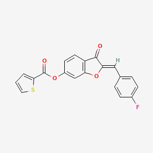 (2Z)-2-[(4-fluorophenyl)methylidene]-3-oxo-2,3-dihydro-1-benzofuran-6-yl thiophene-2-carboxylate