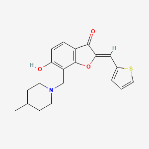 (2Z)-6-hydroxy-7-[(4-methylpiperidin-1-yl)methyl]-2-[(thiophen-2-yl)methylidene]-2,3-dihydro-1-benzofuran-3-one