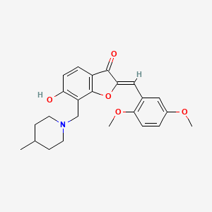 (2Z)-2-[(2,5-dimethoxyphenyl)methylidene]-6-hydroxy-7-[(4-methylpiperidin-1-yl)methyl]-2,3-dihydro-1-benzofuran-3-one
