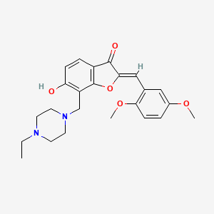 B6508702 (2Z)-2-[(2,5-dimethoxyphenyl)methylidene]-7-[(4-ethylpiperazin-1-yl)methyl]-6-hydroxy-2,3-dihydro-1-benzofuran-3-one CAS No. 869078-66-0