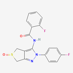 molecular formula C18H13F2N3O2S B6508808 Benzamide, 2-fluoro-N-[2-(4-fluorophenyl)-2,6-dihydro-5-oxido-4H-thieno[3,4-c]pyrazol-3-yl]- CAS No. 958228-80-3