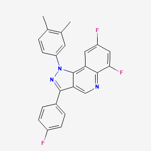 molecular formula C24H16F3N3 B6509289 1-(3,4-dimethylphenyl)-6,8-difluoro-3-(4-fluorophenyl)-1H-pyrazolo[4,3-c]quinoline CAS No. 901247-77-6