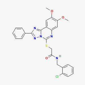 molecular formula C26H22ClN5O3S B6509466 N-[(2-chlorophenyl)methyl]-2-({8,9-dimethoxy-2-phenyl-[1,2,4]triazolo[1,5-c]quinazolin-5-yl}sulfanyl)acetamide CAS No. 901755-94-0