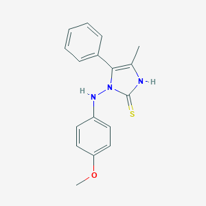 molecular formula C17H17N3OS B065100 2H-Imidazole-2-thione, 1,3-dihydro-1-[(4-methoxyphenyl)amino]-4-methyl-5-phenyl- CAS No. 191349-37-8
