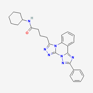 molecular formula C26H27N7O B6510047 N-cyclohexyl-4-(9-phenyl-2,4,5,7,8,10-hexazatetracyclo[10.4.0.02,6.07,11]hexadeca-1(16),3,5,8,10,12,14-heptaen-3-yl)butanamide CAS No. 902445-02-7