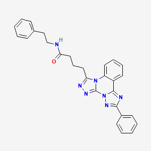 molecular formula C28H25N7O B6510059 N-(2-phenylethyl)-4-(9-phenyl-2,4,5,7,8,10-hexazatetracyclo[10.4.0.02,6.07,11]hexadeca-1(16),3,5,8,10,12,14-heptaen-3-yl)butanamide CAS No. 902621-97-0