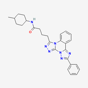 molecular formula C27H29N7O B6510092 N-(4-methylcyclohexyl)-4-{9-phenyl-2,4,5,7,8,10-hexaazatetracyclo[10.4.0.0^{2,6}.0^{7,11}]hexadeca-1(16),3,5,8,10,12,14-heptaen-3-yl}butanamide CAS No. 902290-88-4