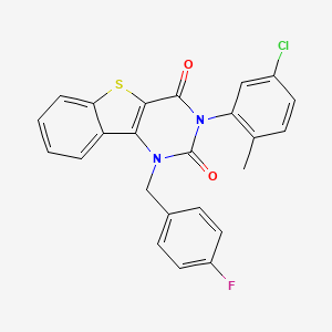 molecular formula C24H16ClFN2O2S B6510134 3-(5-chloro-2-methylphenyl)-1-(4-fluorobenzyl)[1]benzothieno[3,2-d]pyrimidine-2,4(1H,3H)-dione CAS No. 902294-35-3