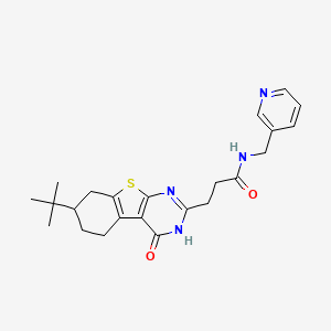 3-{11-tert-butyl-3-oxo-8-thia-4,6-diazatricyclo[7.4.0.0^{2,7}]trideca-1(9),2(7),5-trien-5-yl}-N-[(pyridin-3-yl)methyl]propanamide