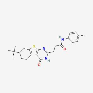 3-{11-tert-butyl-3-oxo-8-thia-4,6-diazatricyclo[7.4.0.0^{2,7}]trideca-1(9),2(7),5-trien-5-yl}-N-(4-methylphenyl)propanamide