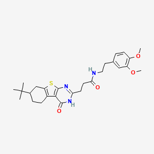 3-{11-tert-butyl-3-oxo-8-thia-4,6-diazatricyclo[7.4.0.0^{2,7}]trideca-1(9),2(7),5-trien-5-yl}-N-[2-(3,4-dimethoxyphenyl)ethyl]propanamide