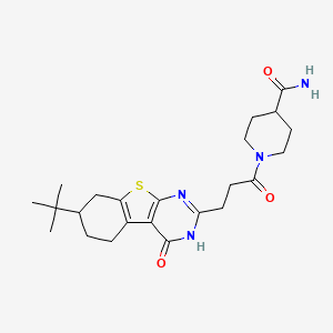 1-(3-{11-tert-butyl-3-oxo-8-thia-4,6-diazatricyclo[7.4.0.0^{2,7}]trideca-1(9),2(7),5-trien-5-yl}propanoyl)piperidine-4-carboxamide