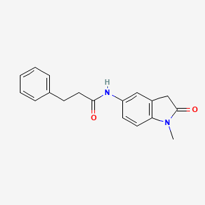 molecular formula C18H18N2O2 B6511394 N-(1-methyl-2-oxo-2,3-dihydro-1H-indol-5-yl)-3-phenylpropanamide CAS No. 921543-58-0