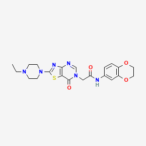 molecular formula C21H24N6O4S B6511543 N-(2,3-dihydro-1,4-benzodioxin-6-yl)-2-[2-(4-ethylpiperazin-1-yl)-7-oxo-6H,7H-[1,3]thiazolo[4,5-d]pyrimidin-6-yl]acetamide CAS No. 951534-32-0