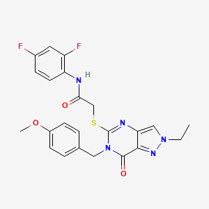 molecular formula C23H21F2N5O3S B6511606 N-(2,4-difluorophenyl)-2-({2-ethyl-6-[(4-methoxyphenyl)methyl]-7-oxo-2H,6H,7H-pyrazolo[4,3-d]pyrimidin-5-yl}sulfanyl)acetamide CAS No. 932339-33-8