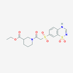 molecular formula C17H21N3O7S2 B6512070 ethyl 1-{2-[(1,1-dioxo-4H-1lambda6,2,4-benzothiadiazin-7-yl)sulfonyl]acetyl}piperidine-3-carboxylate CAS No. 946386-05-6