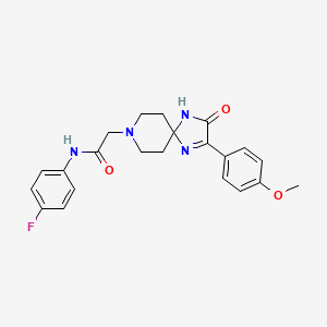 molecular formula C22H23FN4O3 B6512143 N-(4-fluorophenyl)-2-[2-(4-methoxyphenyl)-3-oxo-1,4,8-triazaspiro[4.5]dec-1-en-8-yl]acetamide CAS No. 932500-29-3
