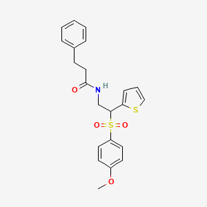 molecular formula C22H23NO4S2 B6512217 N-[2-(4-methoxybenzenesulfonyl)-2-(thiophen-2-yl)ethyl]-3-phenylpropanamide CAS No. 946297-62-7