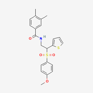 molecular formula C22H23NO4S2 B6512231 N-[2-(4-methoxybenzenesulfonyl)-2-(thiophen-2-yl)ethyl]-3,4-dimethylbenzamide CAS No. 946242-54-2