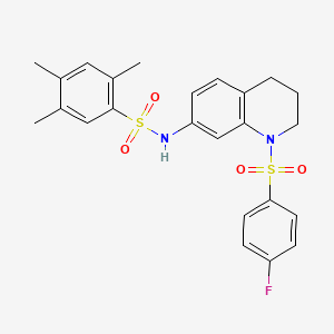 molecular formula C24H25FN2O4S2 B6512309 N-[1-(4-fluorobenzenesulfonyl)-1,2,3,4-tetrahydroquinolin-7-yl]-2,4,5-trimethylbenzene-1-sulfonamide CAS No. 946293-13-6