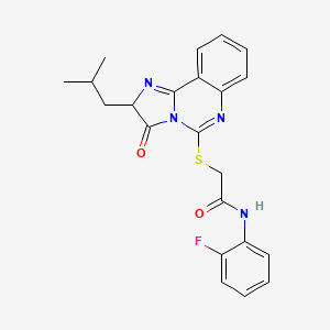 molecular formula C22H21FN4O2S B6512395 N-(2-fluorophenyl)-2-{[2-(2-methylpropyl)-3-oxo-2H,3H-imidazo[1,2-c]quinazolin-5-yl]sulfanyl}acetamide CAS No. 1053078-39-9