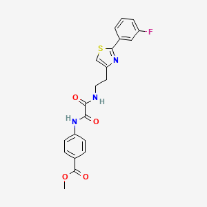 molecular formula C21H18FN3O4S B6512451 methyl 4-[({2-[2-(3-fluorophenyl)-1,3-thiazol-4-yl]ethyl}carbamoyl)formamido]benzoate CAS No. 895785-16-7