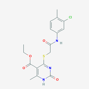 molecular formula C17H18ClN3O4S B6513253 ethyl 4-({[(3-chloro-4-methylphenyl)carbamoyl]methyl}sulfanyl)-6-methyl-2-oxo-1,2-dihydropyrimidine-5-carboxylate CAS No. 946209-76-3
