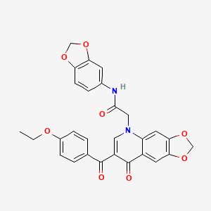 B6513528 N-(2H-1,3-benzodioxol-5-yl)-2-[7-(4-ethoxybenzoyl)-8-oxo-2H,5H,8H-[1,3]dioxolo[4,5-g]quinolin-5-yl]acetamide CAS No. 872198-64-6