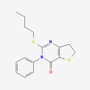 molecular formula C16H18N2OS2 B6513626 Thieno[3,2-d]pyrimidin-4(3H)-one, 2-(butylthio)-6,7-dihydro-3-phenyl- CAS No. 686770-81-0
